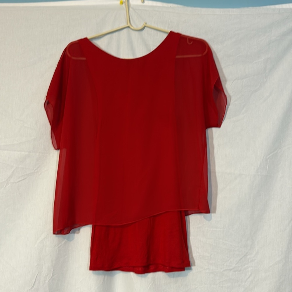 Express Red Sheer Layered Top - Picture 6 of 6